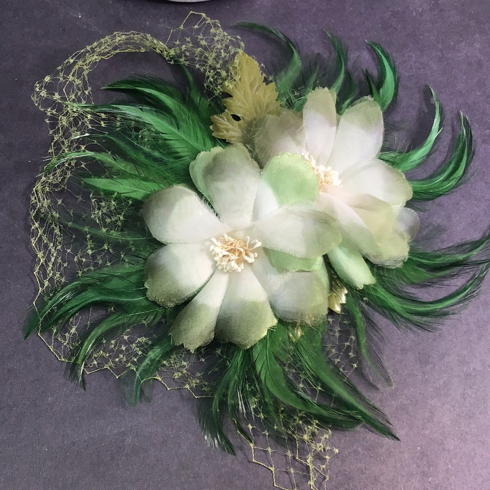 Antique haberdashery hat decor fascinator feathers  faux flower net craft supply
